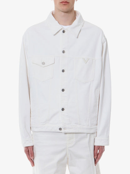 Valentino Denim Jacket With Metal Vlogo Detail