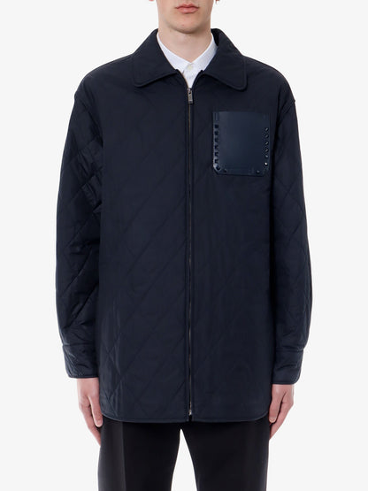 Valentino Padded And Quilted Nylon Jacket With Iconic Studs