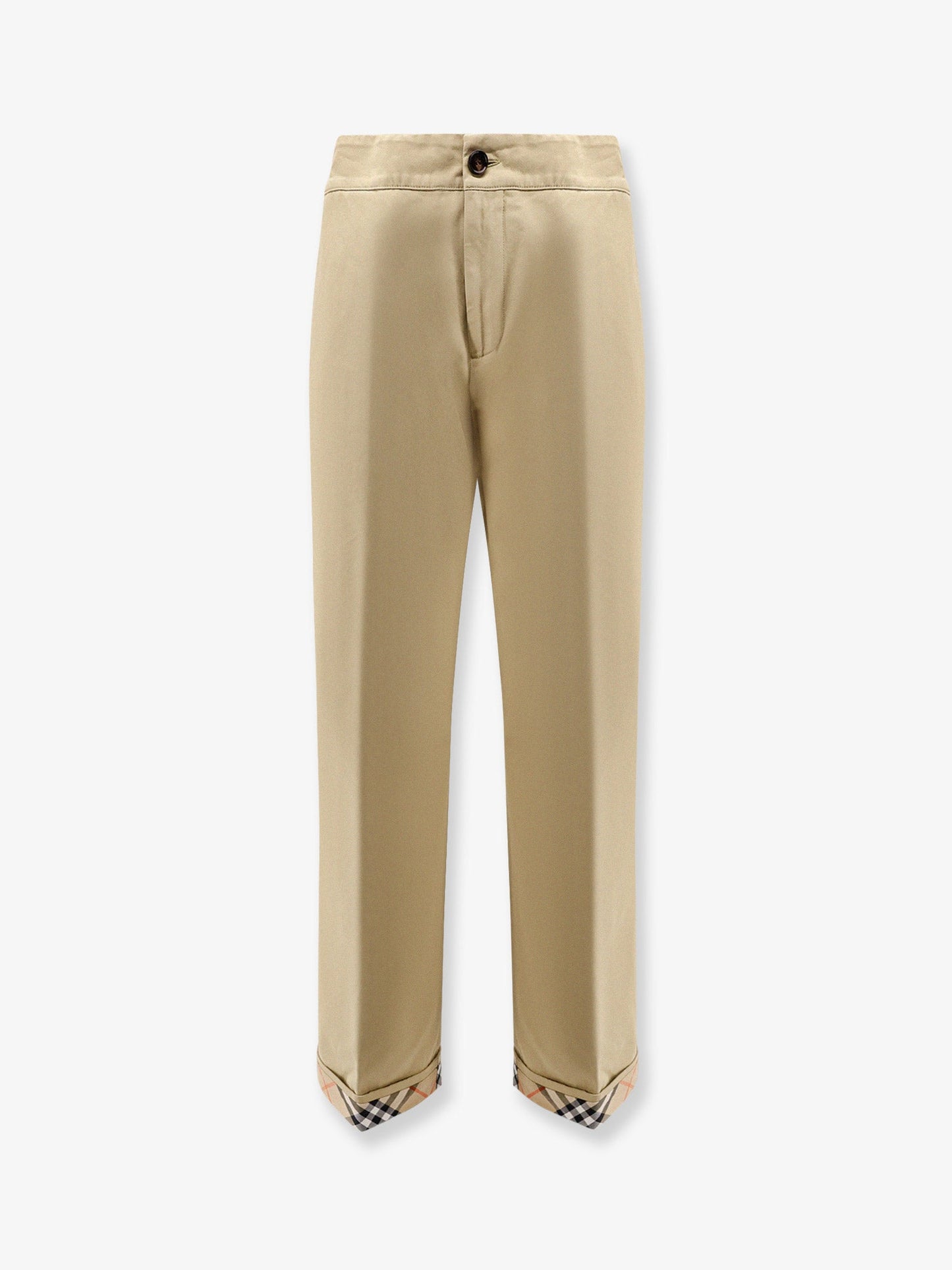 Burberry Burberry Check Cuffed Cotton Trousers