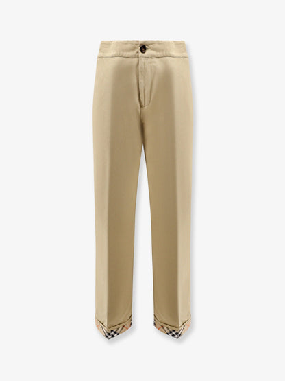 Burberry Burberry Check Cuffed Cotton Trousers