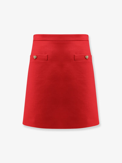 Valentino Crepe Couture Skirt With Heart Jewel Buttons