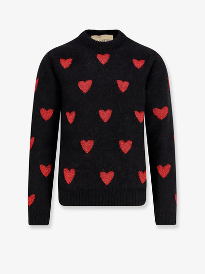 Valentino Wool And Mohair Sweater With Lurex Hearts