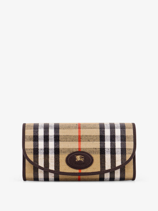Burberry Coated Canvas Wallet With Burberry Check Motif