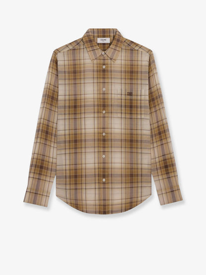 Celine Checked cotton shirt - Sable Beige Marron