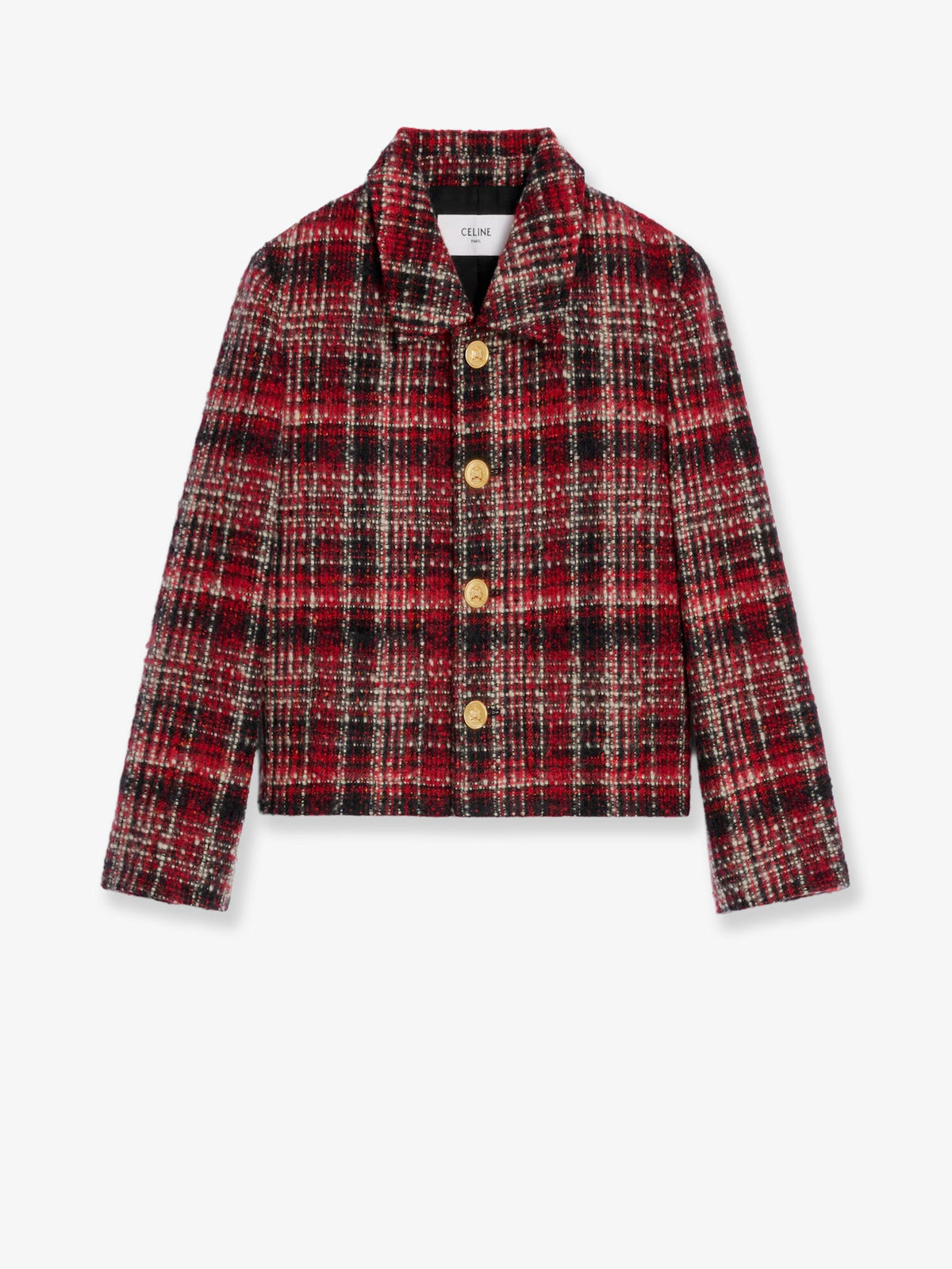 Celine Madras wool, cotton and mohair blazer - Ivory/Red/Black