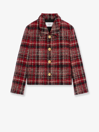 Celine Madras wool, cotton and mohair blazer - Ivory/Red/Black