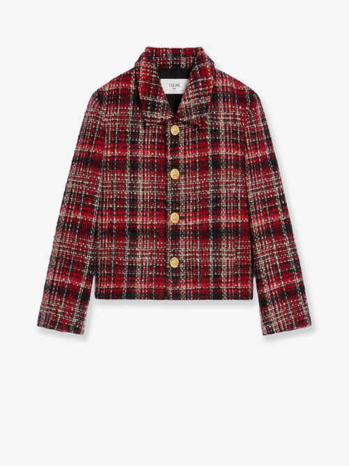 Celine Madras wool, cotton and mohair blazer - Ivory/Red/Black