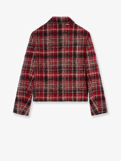 Celine Madras wool, cotton and mohair blazer - Ivory/Red/Black