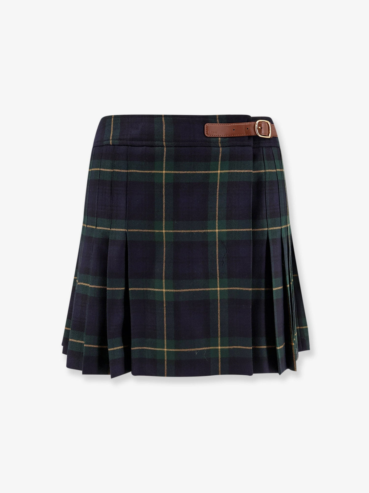 Celine Tartan wool kilt miniskirt - Greennavyyellow