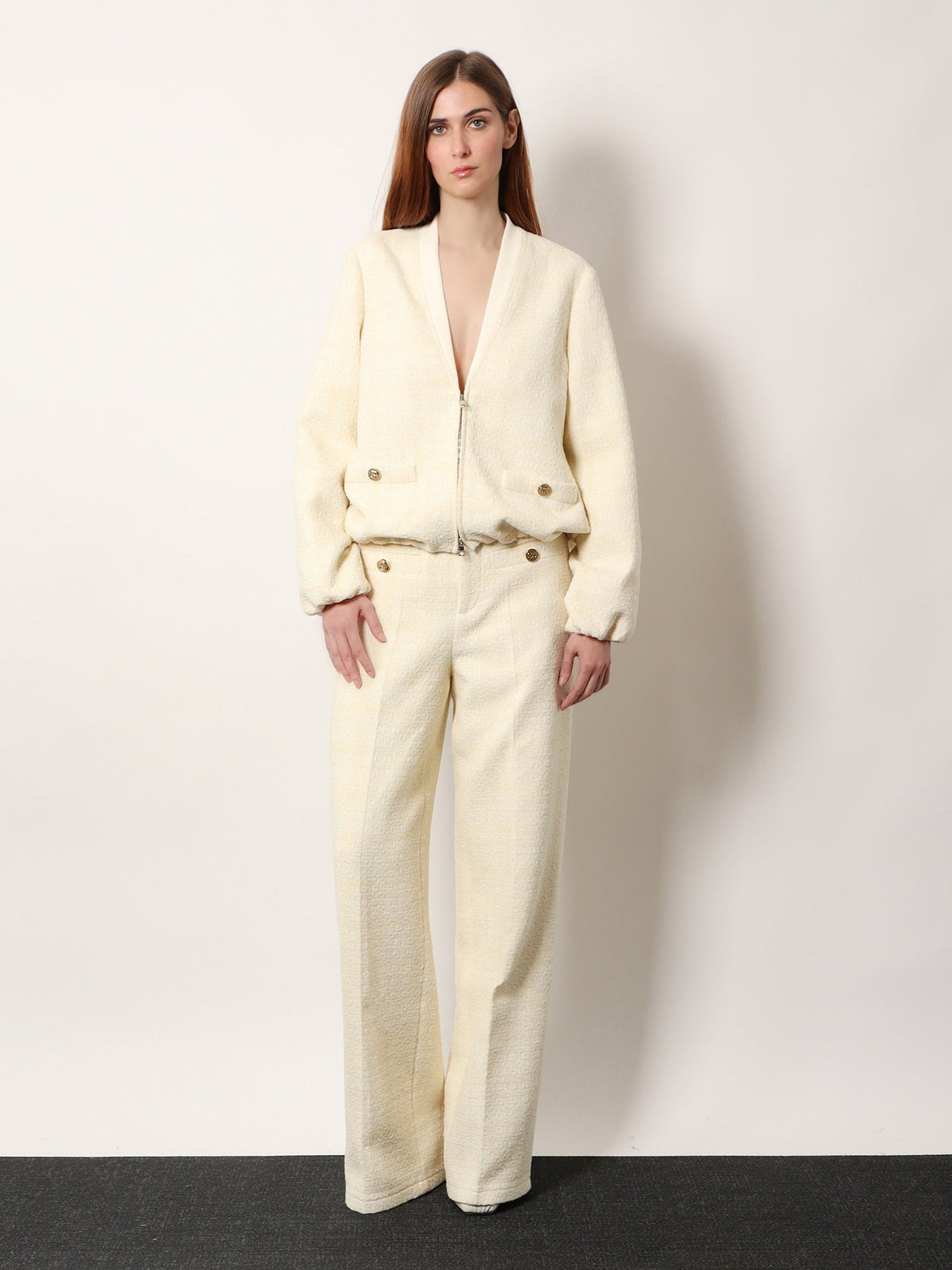 Gucci Cotton blend trousers with checked pattern - Beige White
