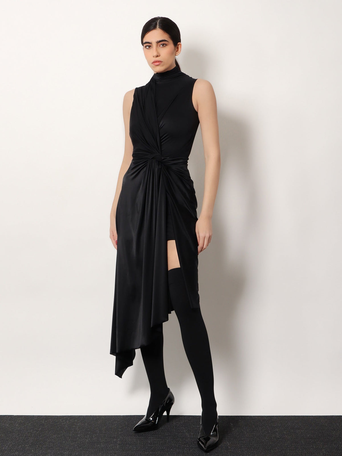 Balenciaga Stretch fabric long asymmetrical dress - Black