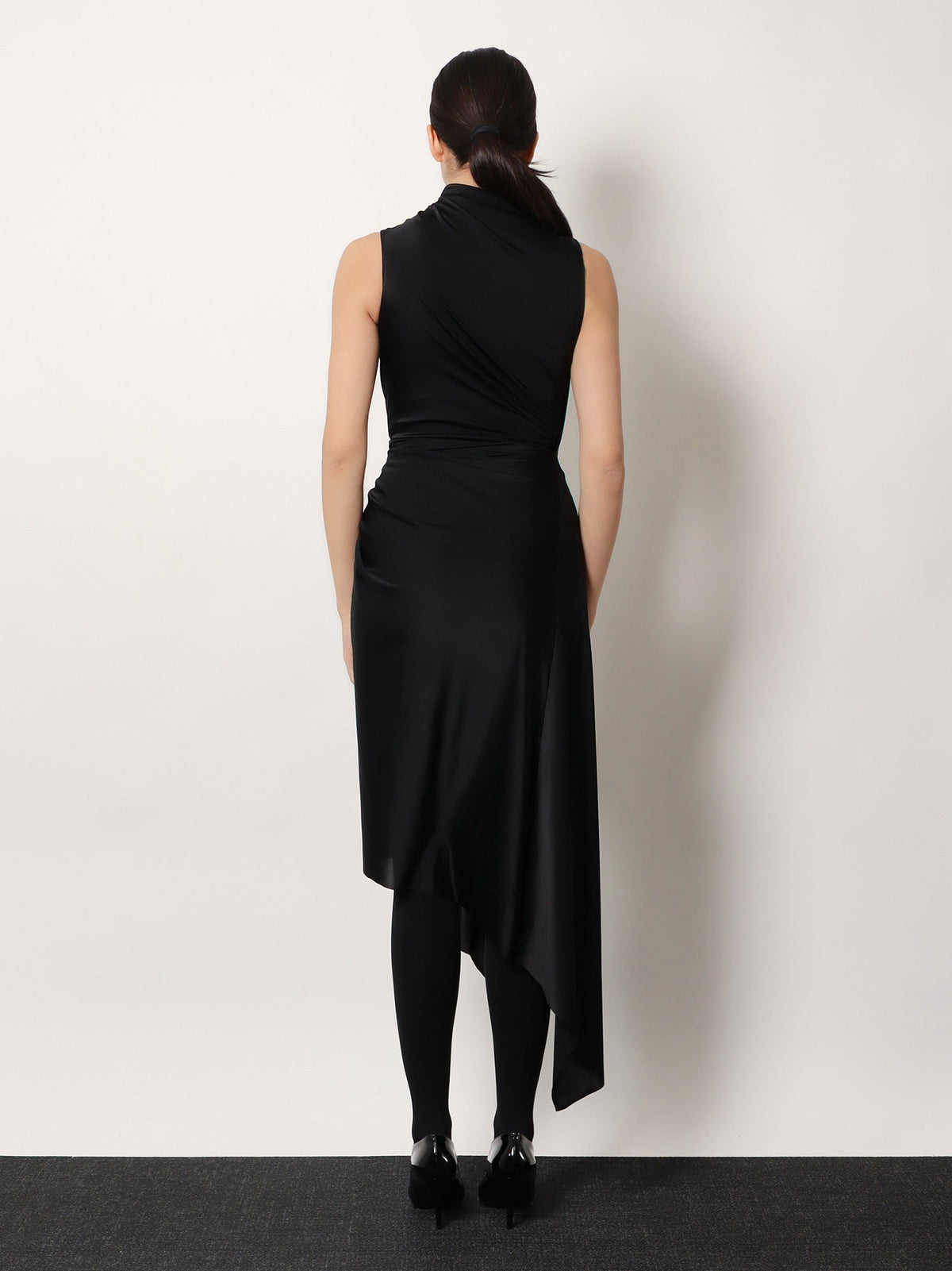 Balenciaga Stretch fabric long asymmetrical dress - Black
