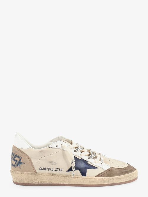 Golden Goose Leather Ballstar with iconic side logo - Creamwhitelight Greymarbleblue