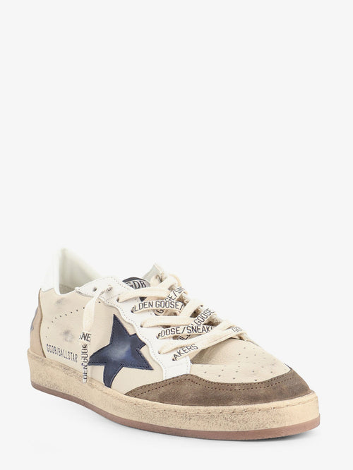 Golden Goose Leather Ballstar with iconic side logo - Creamwhitelight Greymarbleblue