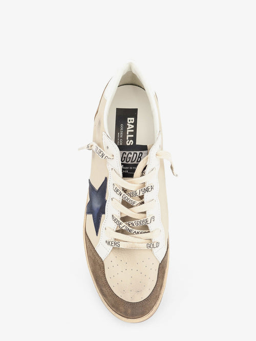 Golden Goose Leather Ballstar with iconic side logo - Creamwhitelight Greymarbleblue