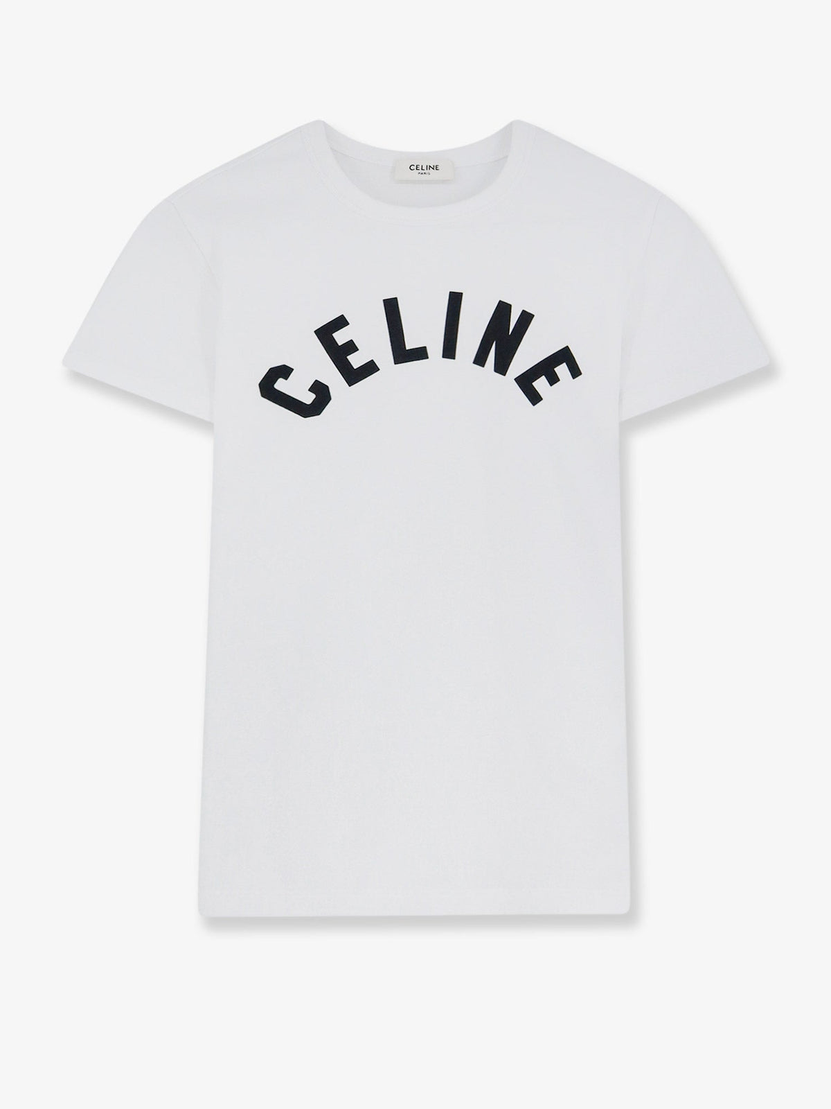 Celine Cotton T-shirt with front lettering logo print - Offwhiteblack