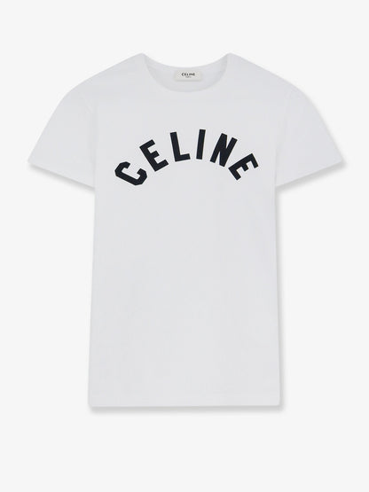 Celine Cotton T-shirt with front lettering logo print - Offwhiteblack