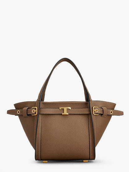 Tod'S T Signature Leather Shopping Bag - Beige