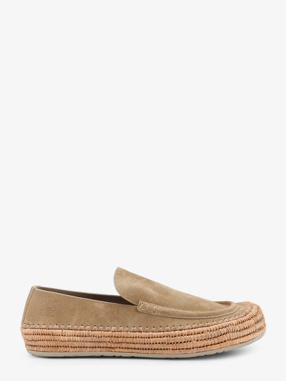 Loewe Rio suede and raffia loafers - Stone Grey