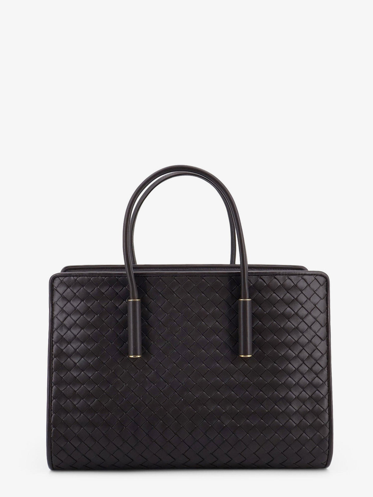 Bottega Veneta Barbara leather handbag with Intrecciato motif - Espresso-Brass V