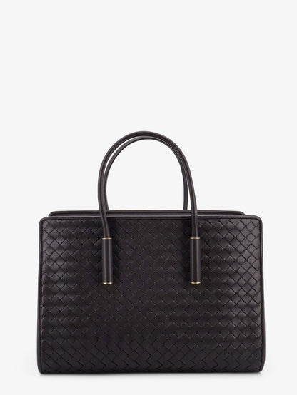 Bottega Veneta Barbara leather handbag with Intrecciato motif - Espresso-Brass V