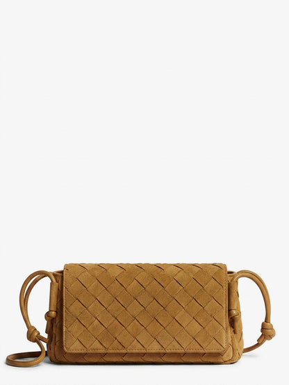 Bottega Veneta Notturno suede pouch - Amber-Gold