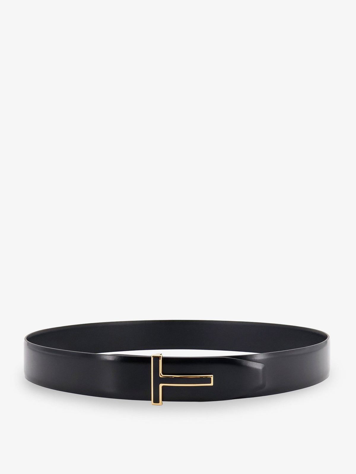 Tom Ford Leather belt with metal logo buckle - Black