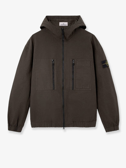 Stone Island Hooded organic cotton jacket - Coal Grey