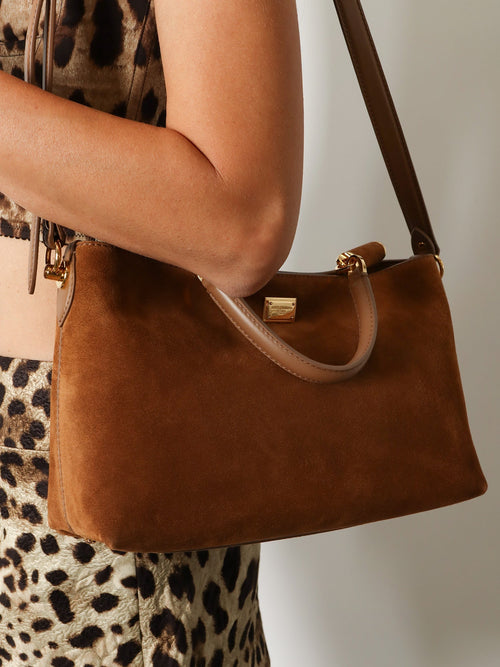 Dolce & Gabbana Vittoria suede crossbody bag - Cammellocaramello