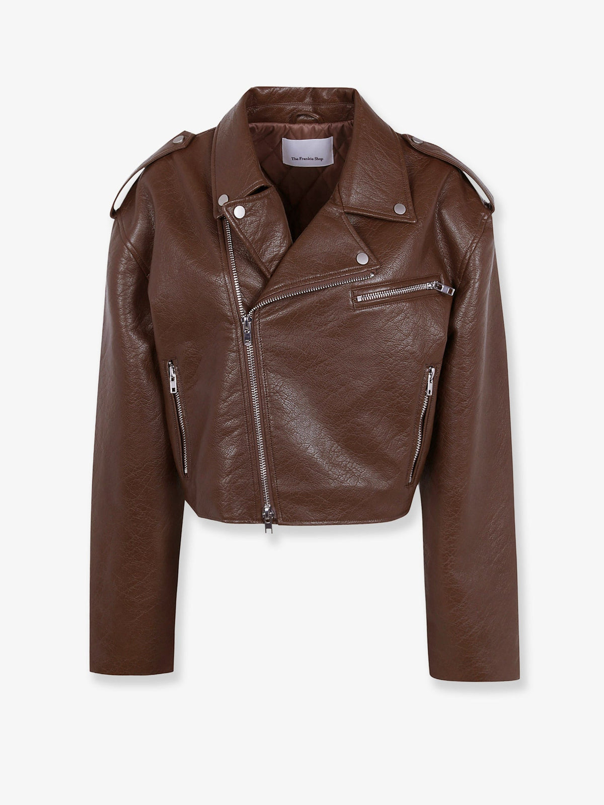 The Frankie Shop Daphne faux leather biker jacket - Brown