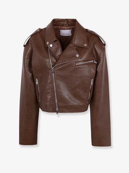 The Frankie Shop Daphne faux leather biker jacket - Brown