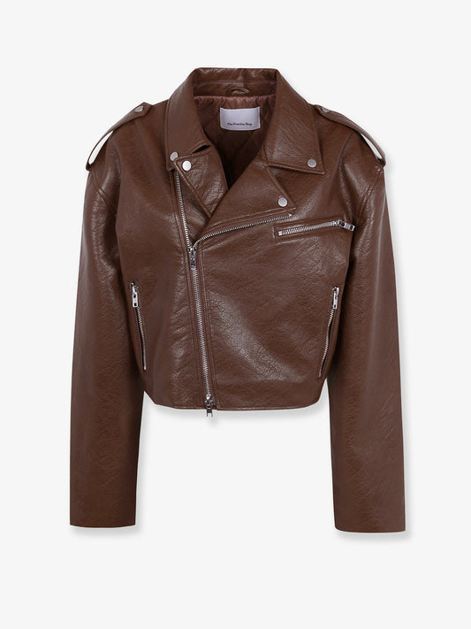 The Frankie Shop Daphne faux leather biker jacket - Brown