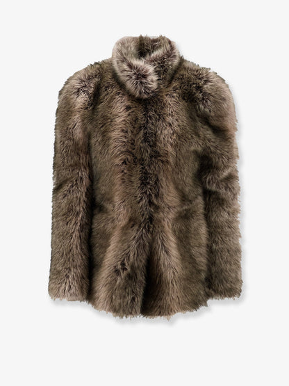 The Frankie Shop Denia Faux Fur Cinched Jacket - Beigemelange