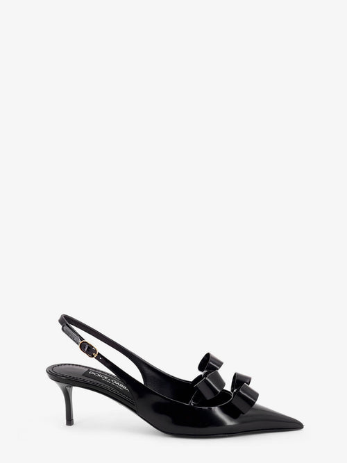 Dolce & Gabbana Patent leather sandals with front bow detail - Nero