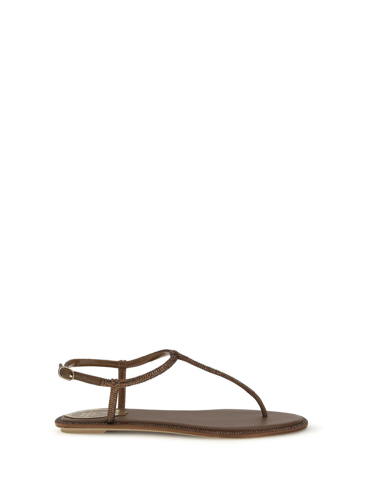 Rene Caovilla Diana Sandals with crystals - Brown Satin/Smoked Topaz Strass