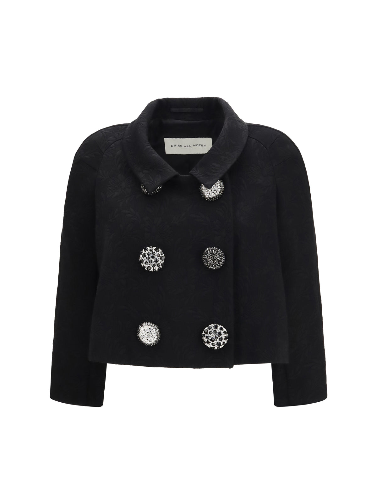 Dries Van Noten Cropped Jacket with jewel buttons - Black