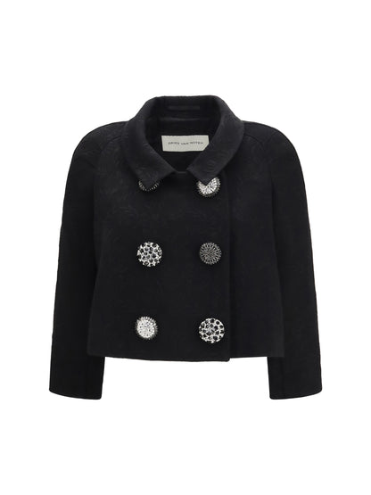 Dries Van Noten Cropped Jacket with jewel buttons - Black