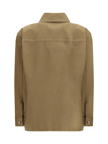 Saint Laurent Cassandre Overshirt in cotton and linen gabardine - Savane