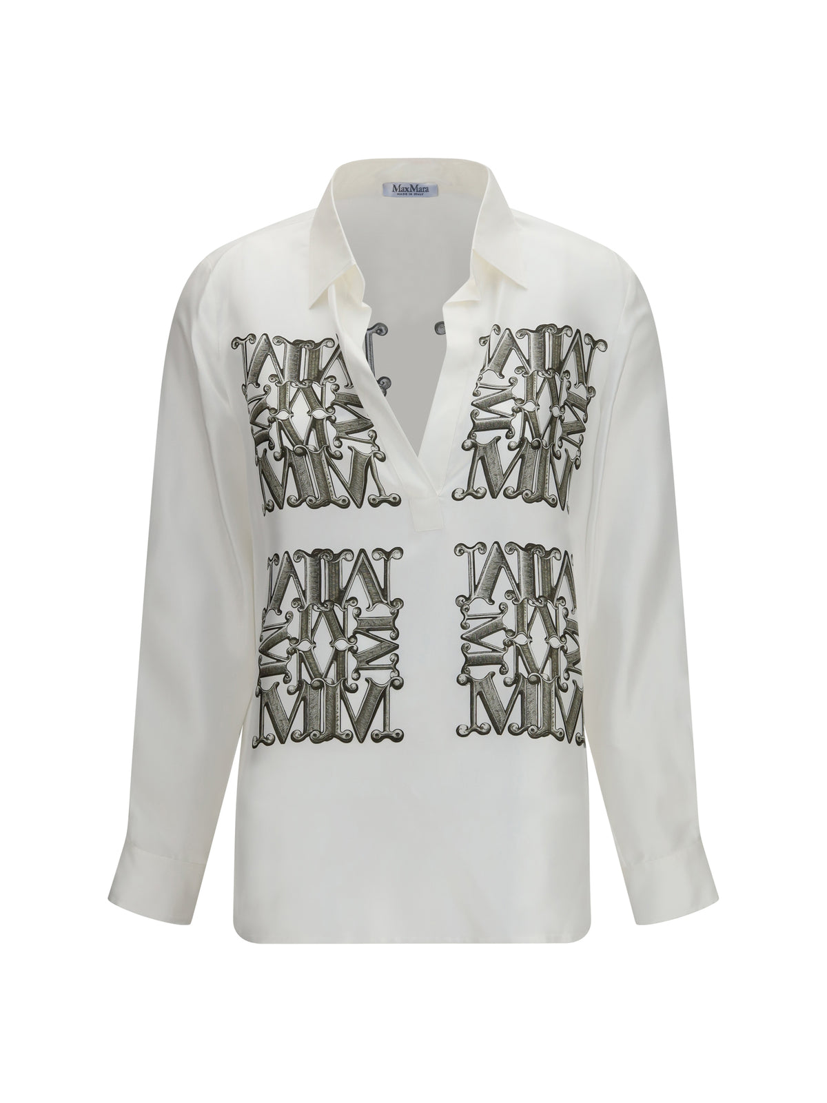 Max Mara Printed silk twill Shirt - B.Co Seta/Khaki Dark