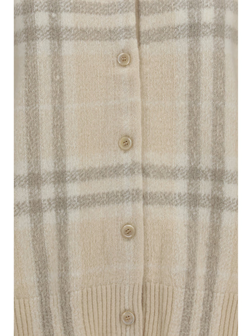 Burberry Check cashmere Cardigan - Ecru Beige