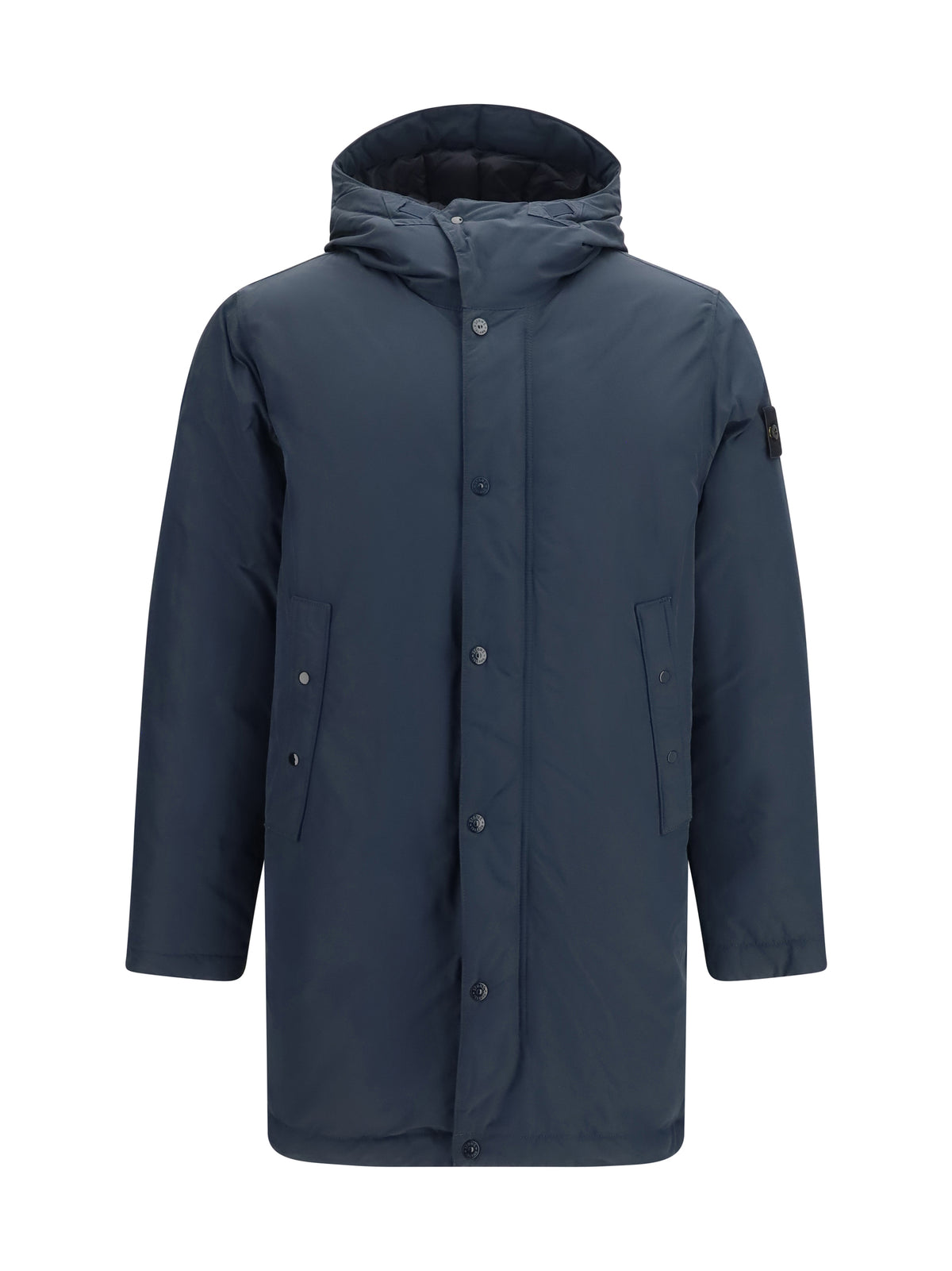 Stone Island Long Down Jacket - Navy Blue