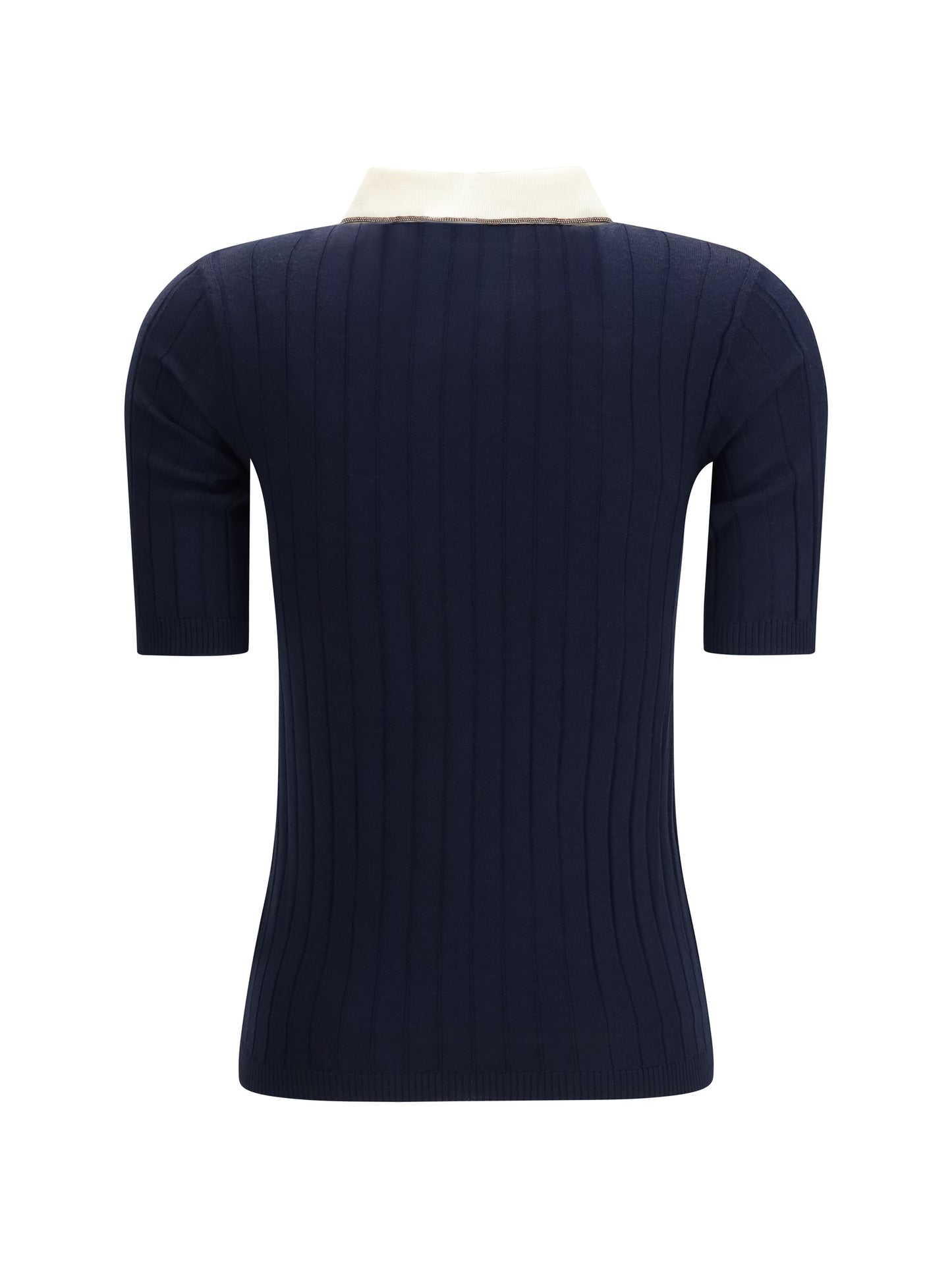 BRUNELLO CUCINELLI Short sleeve Polo in virgin wool and cashmere with accessory detail