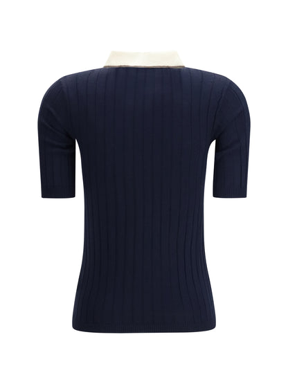 BRUNELLO CUCINELLI Short sleeve Polo in virgin wool and cashmere with accessory detail
