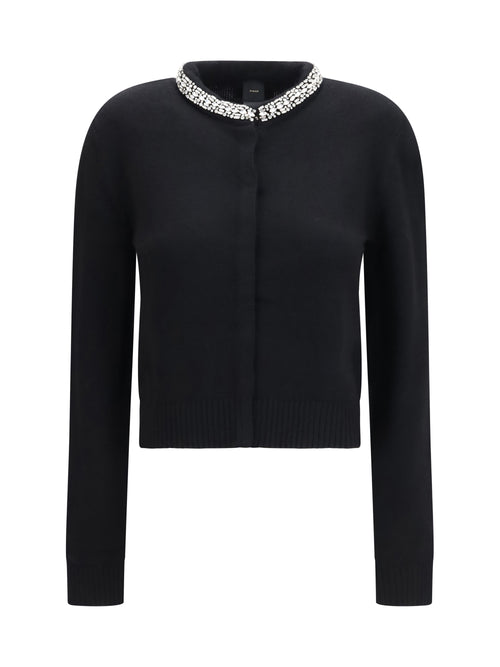 Pinko Colonia Cardigan with jewel collar - Black Limousine
