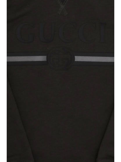 Gucci Cotton Hooded Sweatshirt with print for Boy - Dusty Dark Grey/Mc