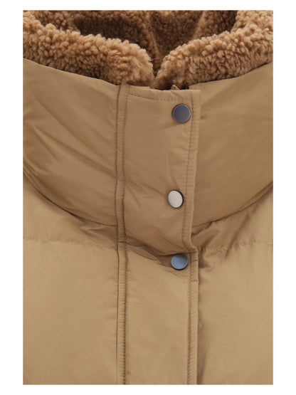Brunello Cucinelli Padded Jacket with shearling collar - Hazelnut