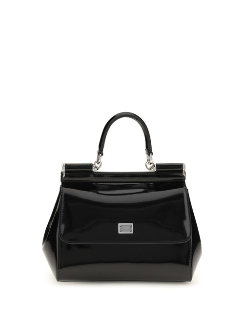 Dolce & Gabbana Small Sicily glossy calfskin Handbag - Black