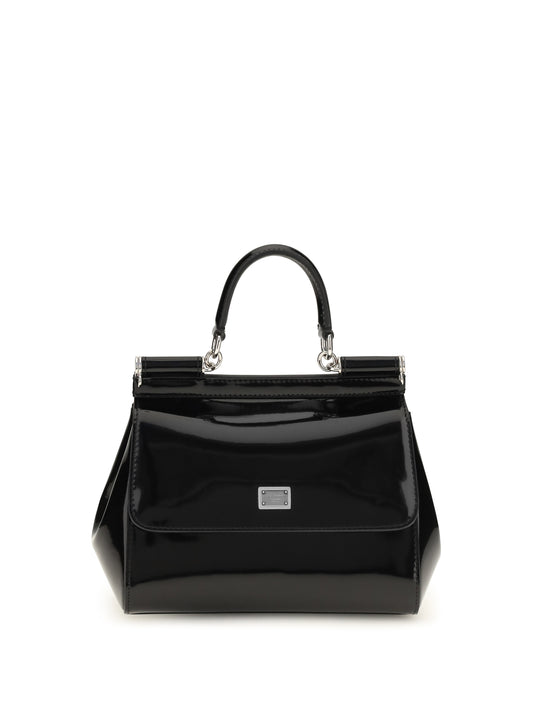 Dolce & Gabbana Small Sicily glossy calfskin Handbag - Black
