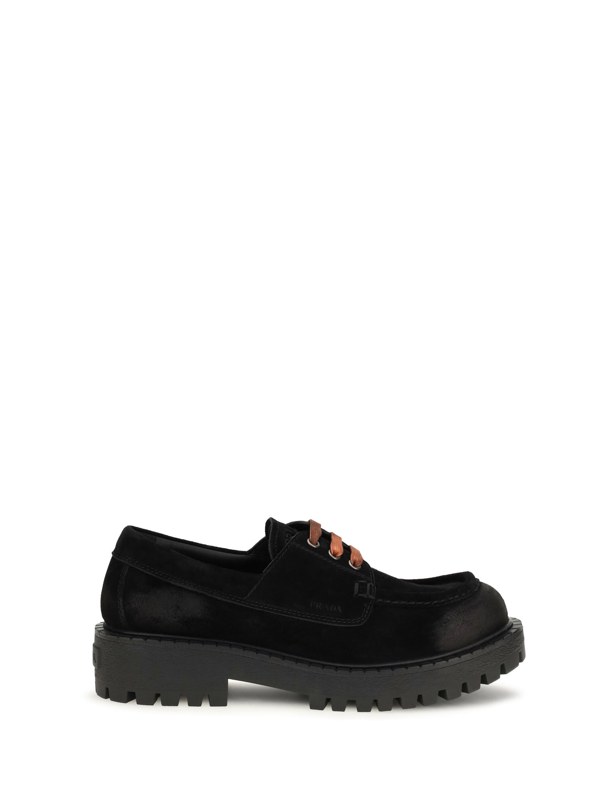 Prada Suede lace-up Loafers - Black