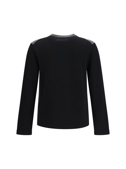 MM6 Maison Margiela Wool crew-neck Sweater - Black-Dark Grey